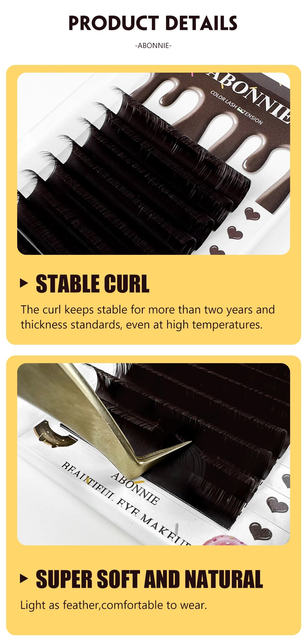 Abonnie Chocolate Dark Brown Individual Eyelash Extension 8-15mm Brown Color False Lashes Mink Eyelash Extension