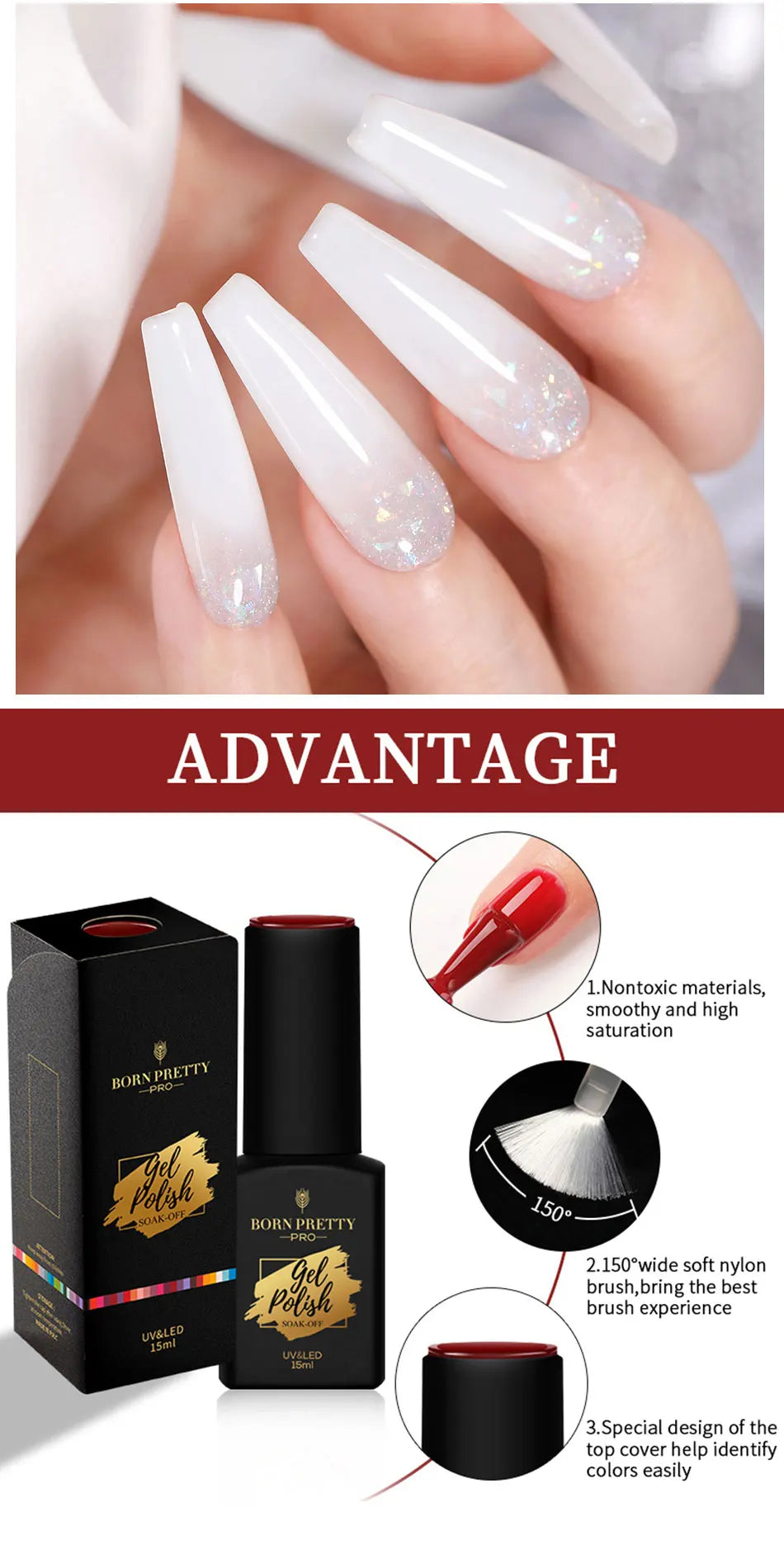 BORN PRETTY 15ML Milky Pink Rubber Base Gel Camouflage Color Coat Jelly White Nude Soak Off Nails Gels Varnish Self-leveling Gel