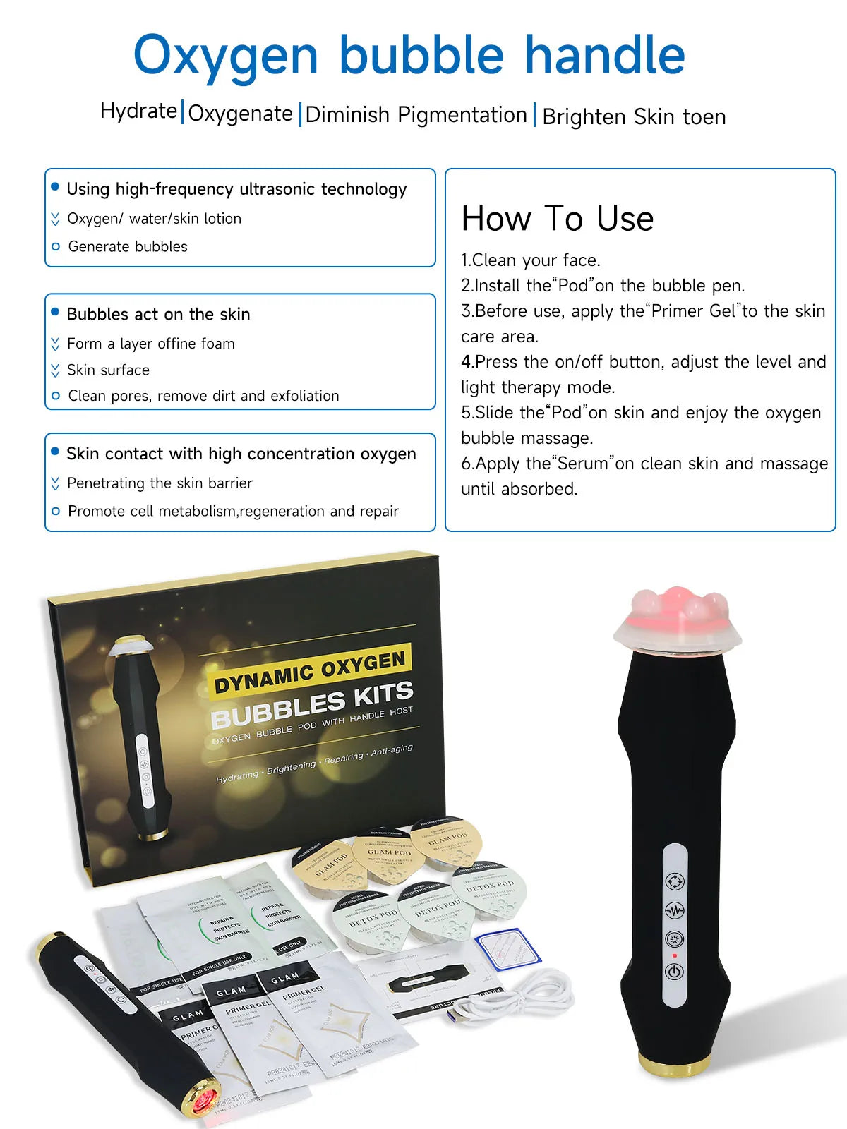 NEWGAGA Facial CO2 Oxygen Bubble Machine Oxygen Jet Spa Capsule Serum Gel Facial Massage Exfoliate Rejuvenation Beauty Device