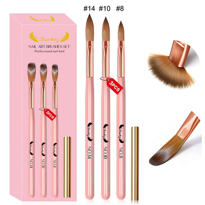 3/4/5 PCS Kolinsky Nail Art Brush Acrylic Powder Application Nail Mink Brush Gel Builder Nail Tools Manicure Extension Carving