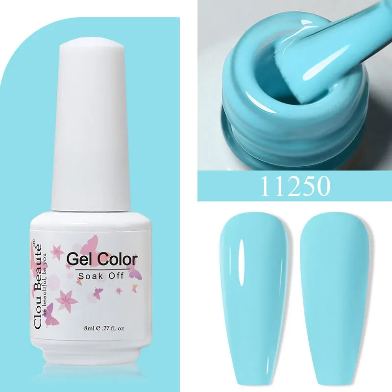 Clou Beaute 8ml Gel Polish Colorful Glitter UV Nail Gel Vernis Semi Permanent Glass Bottle Blue Green White Soak Off Gel Nail