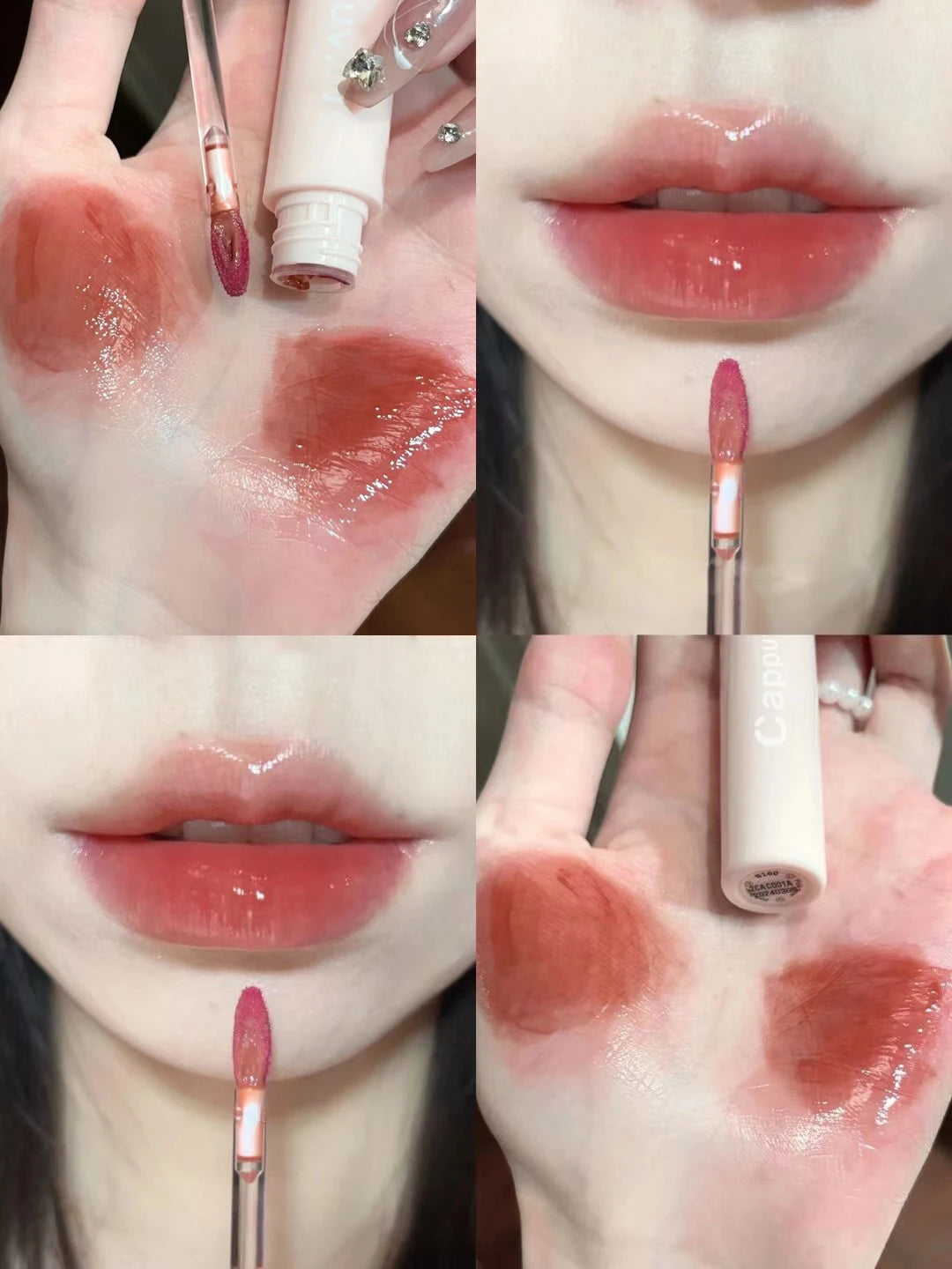 Cherry Pink Mirror Water Lip Gloss Waterproof Nude Brown Clear Tint Glass Lip Oil Liquid Lipstick for Makeup