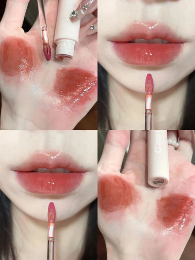 Cherry Pink Mirror Water Lip Gloss Waterproof Nude Brown Clear Tint Glass Lip Oil Liquid Lipstick for Makeup