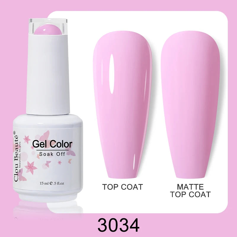Clou Beaute Nail Gel Polish Kit 15ml Soak Off UVLED Nails Varnish Semi Permanent Nail Art Gels Lacquer Top Base Coat Gel Lacquer