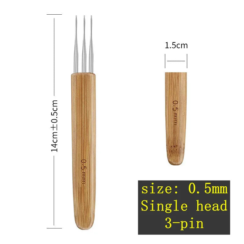 1pcs Wooden Crochet Dreadlocks Braid Needle Feather Wig Hook Needles Threader Knitting Hair Crochet Needles Hair Extension Tools