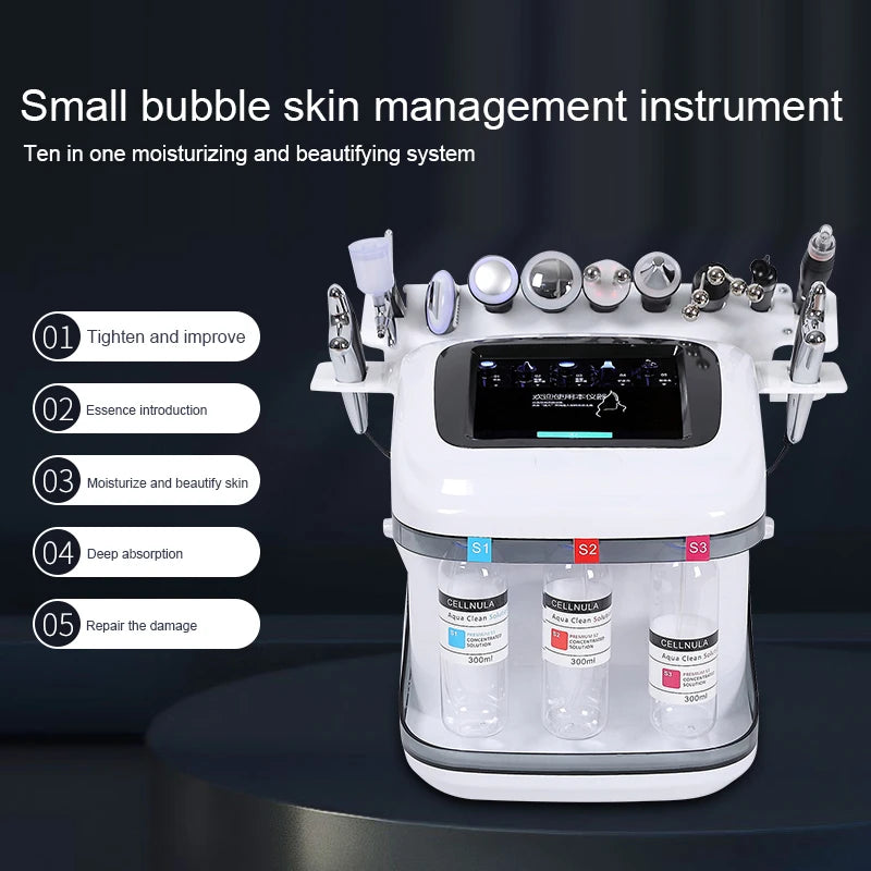 The New 10 In 1 Aqua Peeling Lift Skin Bubble Moisturizer Oxygen Machine Skin Care Cleansing Facial Dermabrasion Equipment