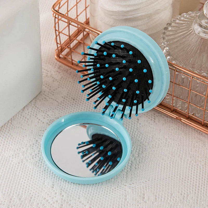Traveling Small Size Hair Comb With Folding Mirror Portable Massage Folding Comb Women Girl Hair Brush With Mirror Styling Tools