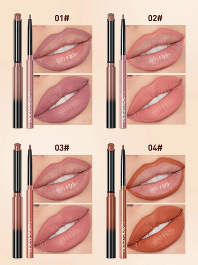 QIBEST Matte Nude Lipstick Pen Long Lasting Lipliner Lip Pencil Waterproof Lip Liner Contour Sexy Red Lip Makeup Set For Women