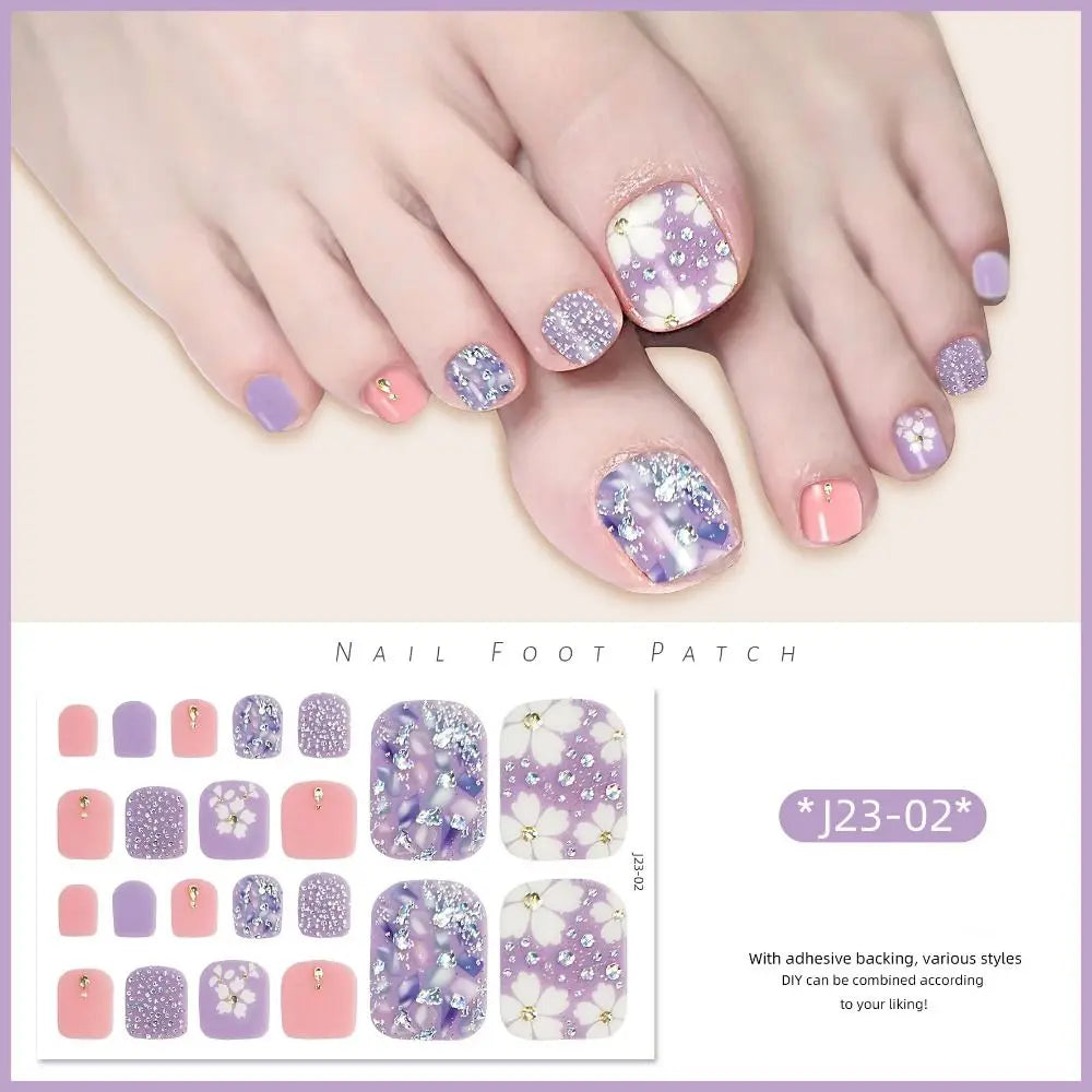 Removable Foot Nail Stickers White Flash Exquisite Toe Nail Sticker Fashion 22 Foot Nail Supplies And Manicure Tools Foot Toe