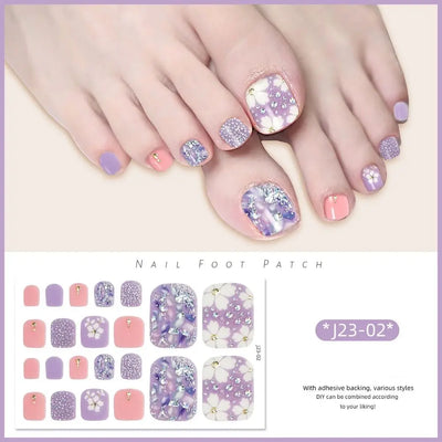 Removable Foot Nail Stickers White Flash Exquisite Toe Nail Sticker Fashion 22 Foot Nail Supplies And Manicure Tools Foot Toe