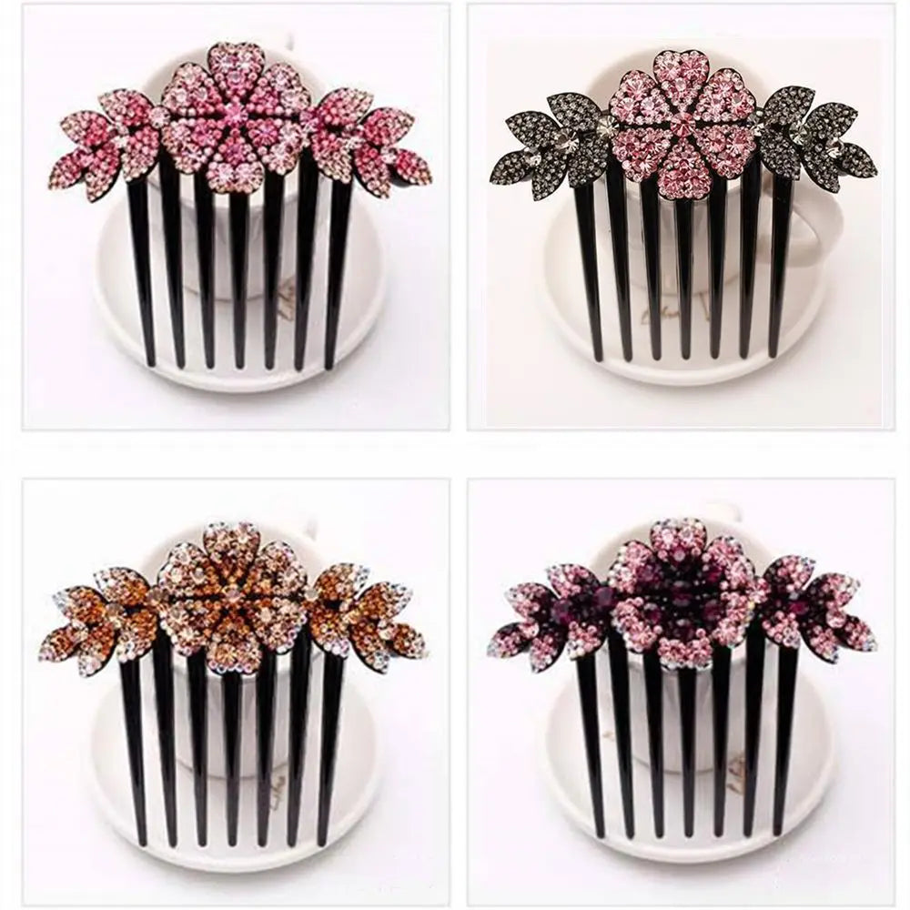Women Hair Comb Rhinestone Crystal Hair Clips Hairpins Lady Bride Wedding Party Headdress Headwear Elegant Hair Accessories