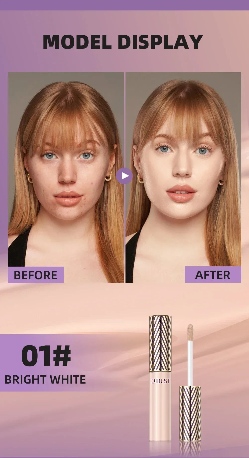 QIBEST Concealer Liquid Foundation Face Makeup Women Brightening Cream Full Coverage Concealer Lasting Modify Corrector Skin