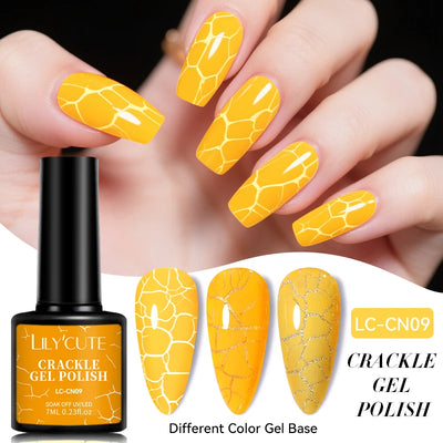 LILYCUTE 7ml Fluorescent Crackle Gel Nail Polish Summer Neon Red Green Vernis Semi Permanent UV Gel Nail Art Manicure For Nails