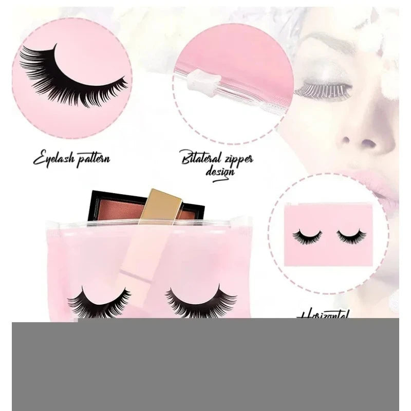 Eyelash Aftercare Bags Reusable Makeup Tools Travel Plastic Storage Lash Extension Pouch Cosmetic with Zipper Supplies