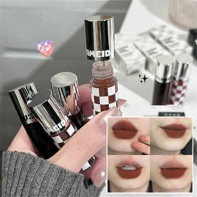 6 Color Punk Dark Red Lip Gloss Matte Lipstick Lasting Waterproof Smoky Dark Nude Purple Durable Natural Lip Tint Korea Makeup