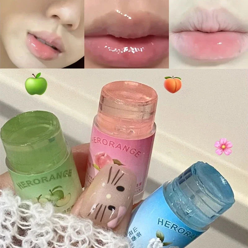 Peach Lychee Fruity Lip Balm Moisturizing Anti-Dry Anti Crack Clear Crystal Lip Balm Lip Care Mini Cute Jelly Lipstick Skin Care