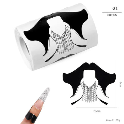 100pcs Nail Extension Guide Stickers French Nails Form Shaper Beginner DIY Acrylic/UV Gel/Poly Acrylic Gel Manicure Extension&*&