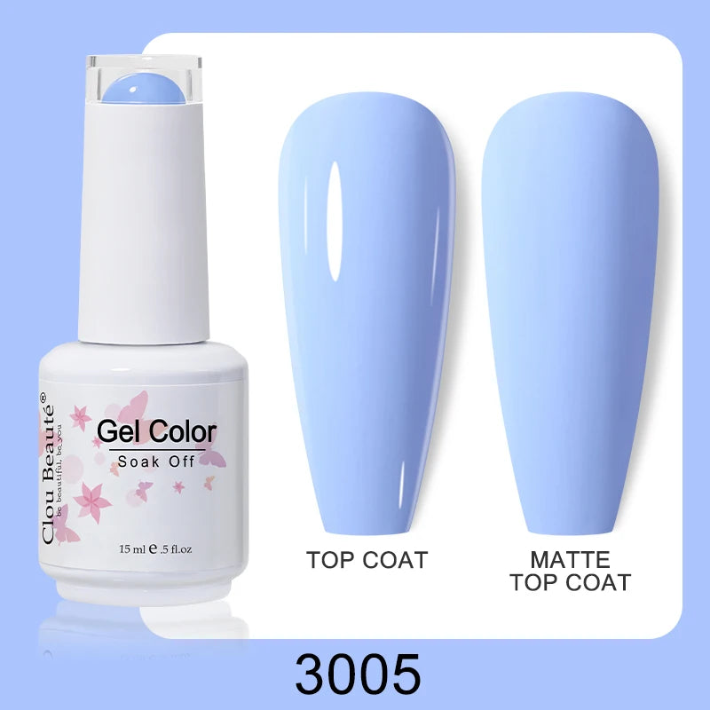 Clou Beaute Nail Gel Polish Kit 15ml Soak Off UVLED Nails Varnish Semi Permanent Nail Art Gels Lacquer Top Base Coat Gel Lacquer