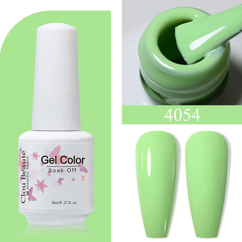 Clou Beaute 8ml Gel Polish Colorful Glitter UV Nail Gel Vernis Semi Permanent Glass Bottle Blue Green White Soak Off Gel Nail