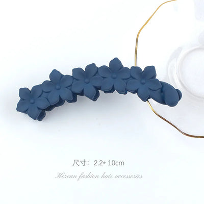 Fashion Pink Flower Banana Hair Clips Simple Non-Slip Frosted Hair Claws for Women Girls Bath Ponytail Hairpins Barrettes Coffee