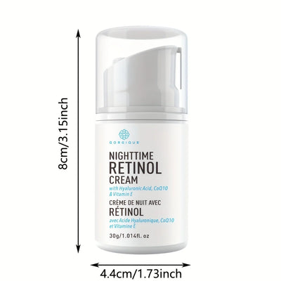 Retinol Nighttime Cream To Help Achieve Younger Looking Skin with Advanced Peptides Panthenol Hyaluronic Acid and Coq10