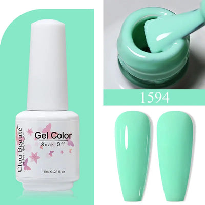 Clou Beaute 8ml Gel Polish Colorful Glitter UV Nail Gel Vernis Semi Permanent Glass Bottle Blue Green White Soak Off Gel Nail