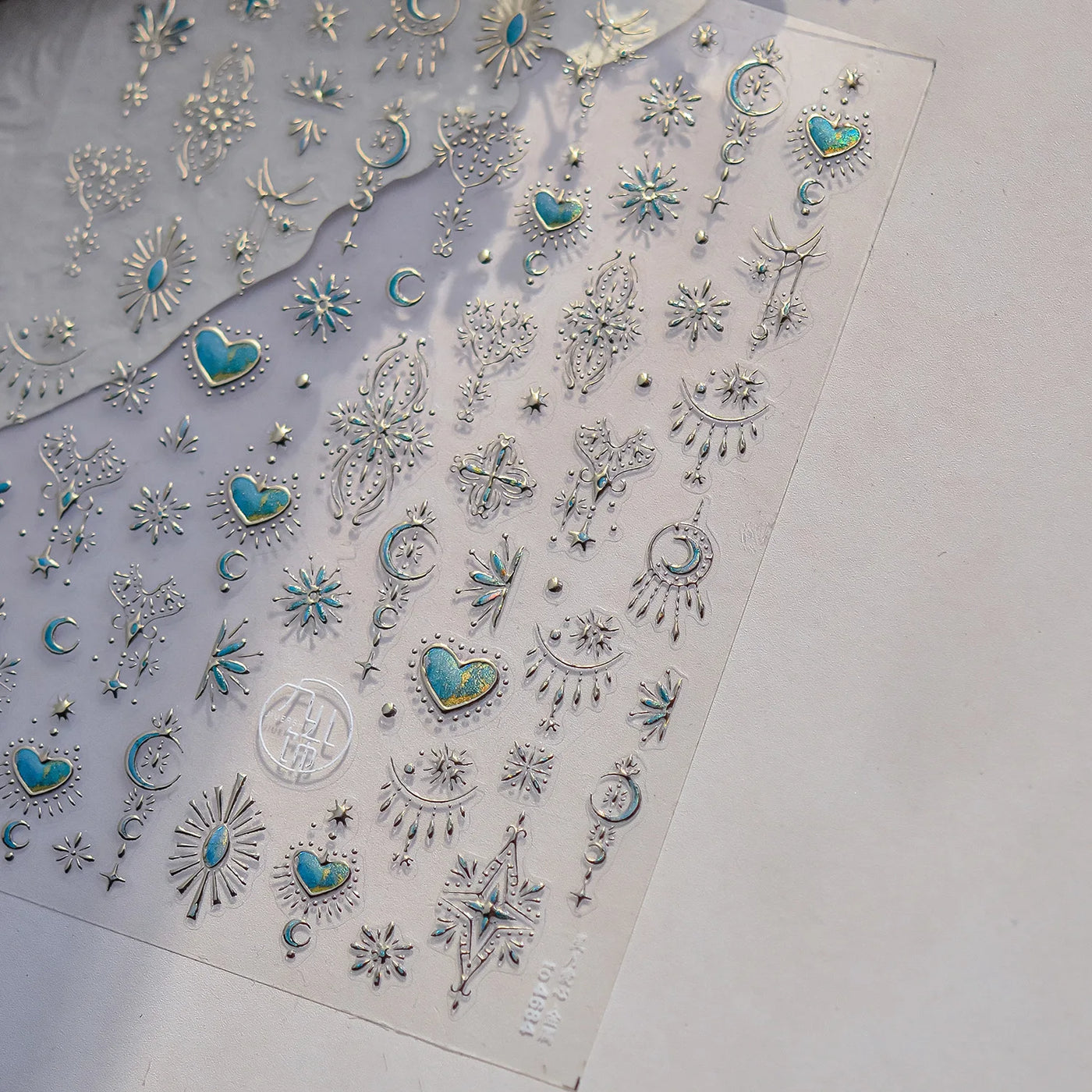 Cat's Eye 5D Gradient European Love Heart Gem Wing Crystal Geometric Colorful Self Adhesive Nail Art Stickers Manicure Decals