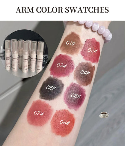 Gothic Matte Black Lipstick Waterproof Mousse Lip Mud Nude Brown Lipstick Moisturize Silky Gloss Makeup Non-stick Lips Tint