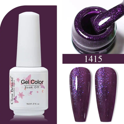 Clou Beaute 8ml Gel Polish Colorful Glitter UV Nail Gel Vernis Semi Permanent Glass Bottle Blue Green White Soak Off Gel Nail