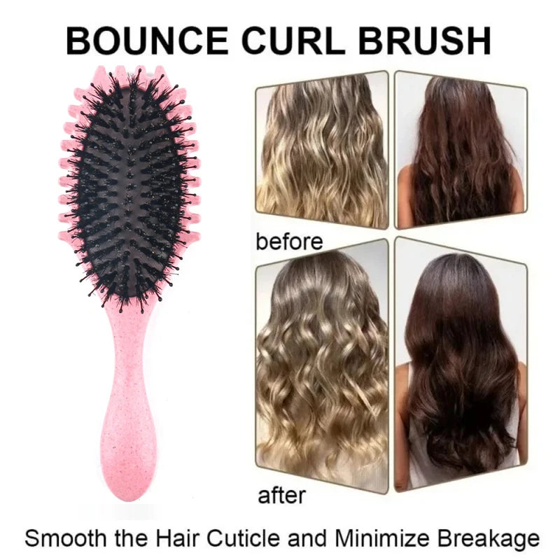 Curls Define Styling Brush Tangled Boar Bristle Hair Comb Boar Bristle Detangling Hair Brush Shaping Defining Hair Styling Tools