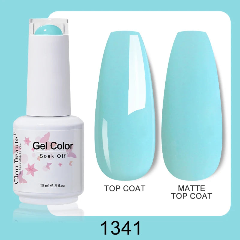 Clou Beaute Nail Gel Polish Kit 15ml Soak Off UVLED Nails Varnish Semi Permanent Nail Art Gels Lacquer Top Base Coat Gel Lacquer