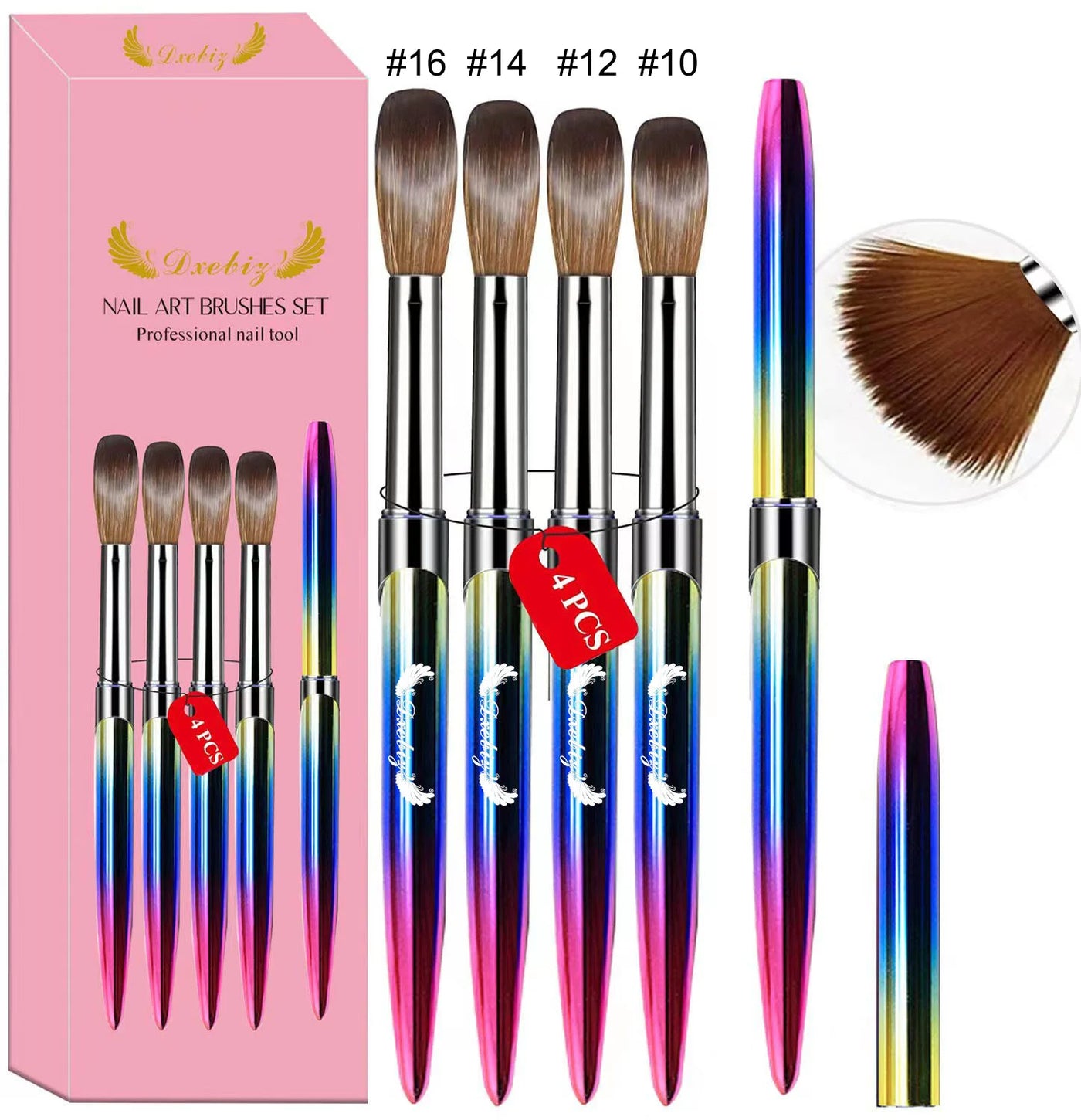 3/4/5 PCS Kolinsky Nail Art Brush Acrylic Powder Application Nail Mink Brush Gel Builder Nail Tools Manicure Extension Carving