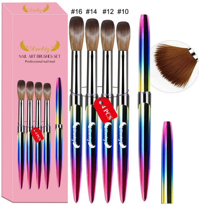 3/4/5 PCS Kolinsky Nail Art Brush Acrylic Powder Application Nail Mink Brush Gel Builder Nail Tools Manicure Extension Carving