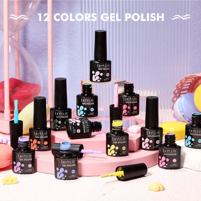 LILYCUTE 12PCs/Set 7ml Macaron Nail Gel Polish Set Semi Permanent UV Gel Nail Varnish Soak Off Gel Nail Polish Kit Nails
