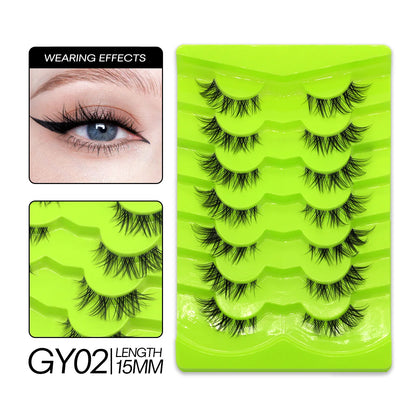 GROINNEYA Cat Eye Lashes Natural long Manga Lashes Faux Mink Eyelashes Winged End Eye Elongated Eyelashes Fake Lashes Soft