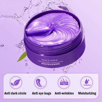 60pcs/box IMAGES Grape Crystal Collagen Eye Mask Anti Dark Circles Eye Bags Moisturizing Anti-aging Eye Patches Eyes Gel Masks