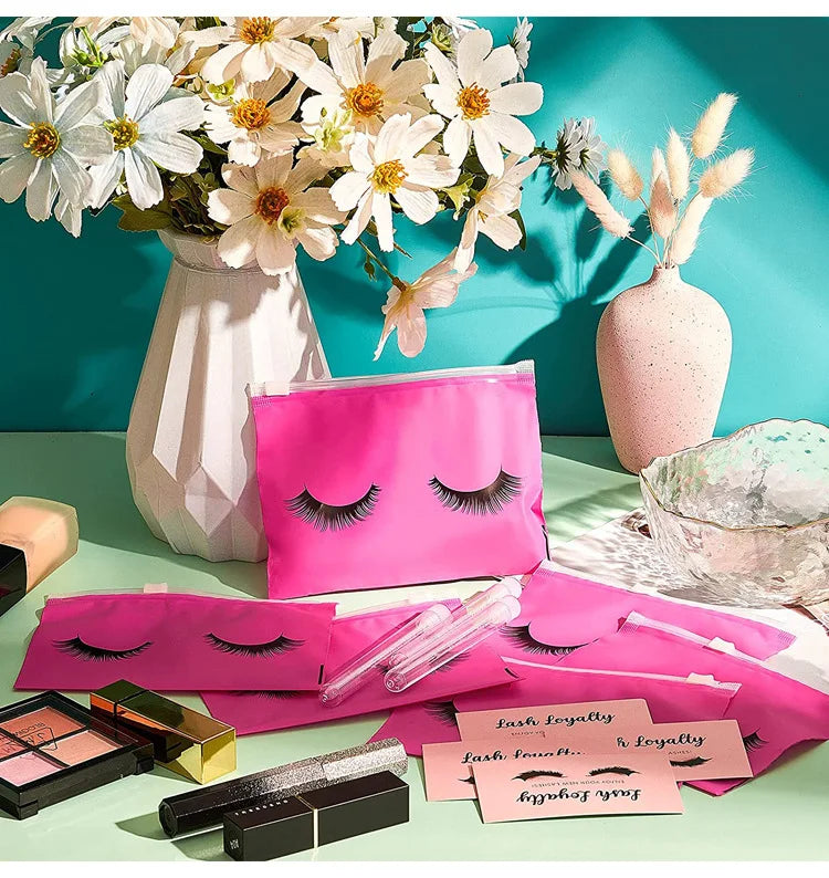 Eyelash Aftercare Bags Reusable Makeup Tools Travel Plastic Storage Lash Extension Pouch Cosmetic with Zipper Supplies