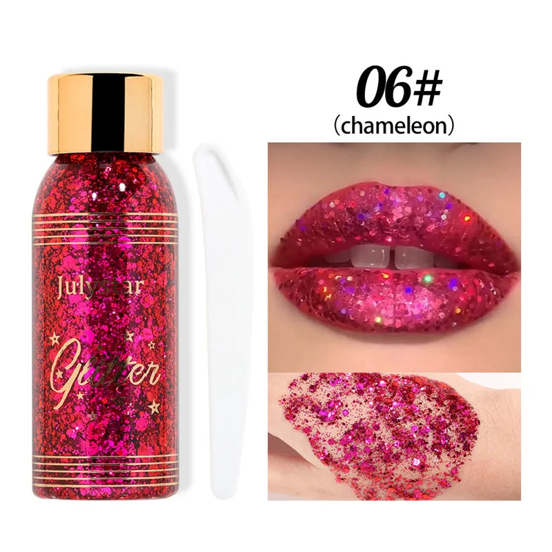 With Smear Spoon Multifunctional Eye Glitter Nail Hair Body Face Glitter Gel Art Flash Loose Sequins Cream Festival Glitter Deco