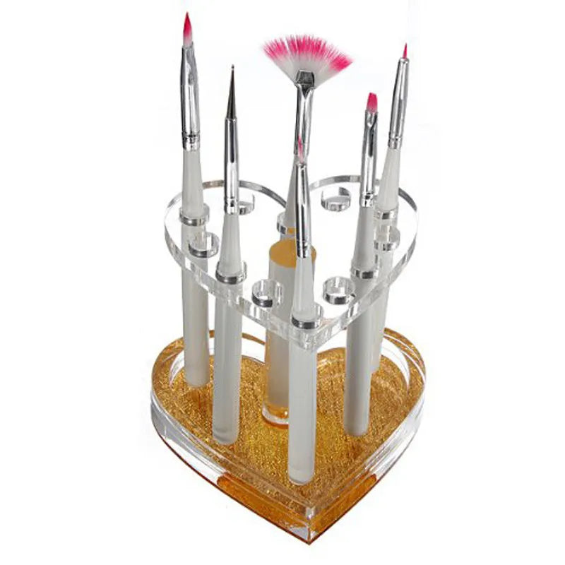1Pc Nail Polish Brush Pen Holder Heart-shaped UV Gel Painting Pen Display Organizer Manicre Acrylic Nail Art  Accesories