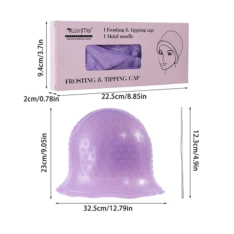 Hair Coloring Highlighting Cap Reusable Silicone Highlight Cap Pull Through Caps For Hair Dying Frosting Cap With Hook