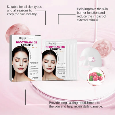 Niacinamide Arbutin Hydrating Mask Deep Hydrating Shrink Pores Firming Refreshing Brightening Facial Sheet Mask for Glowing Skin
