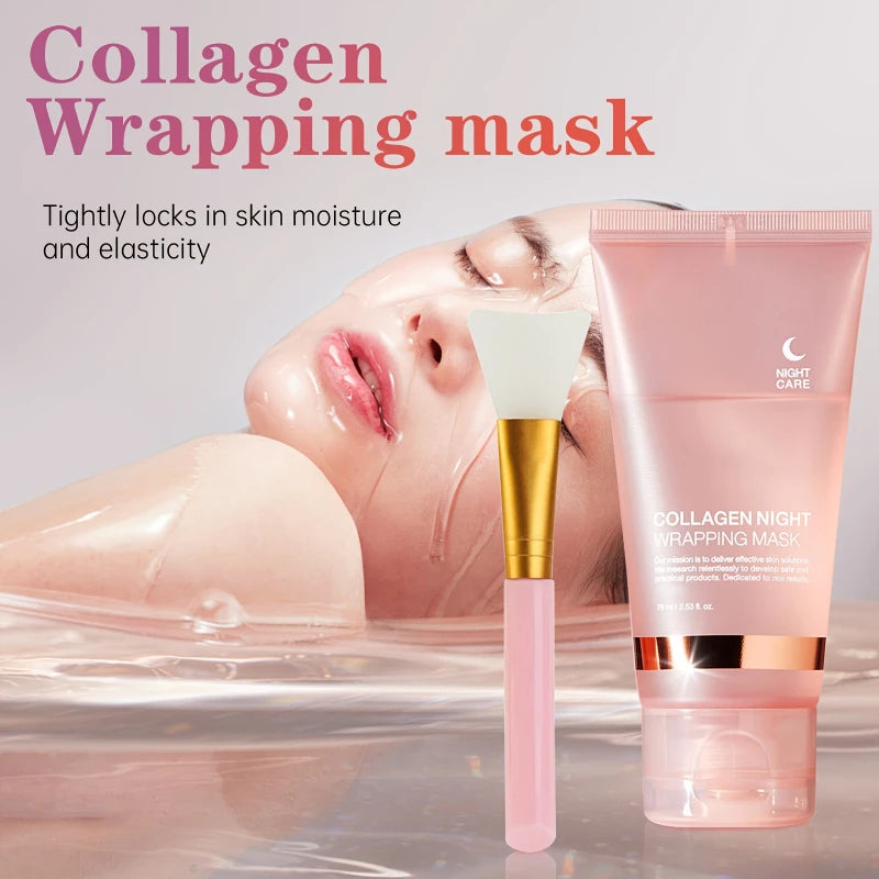 1/2/3box Collagen Wrapping Night Mask with Brush,Deep Moisturizing Care,Contains Collagen & Firming Facial Skin Care for Bedtime