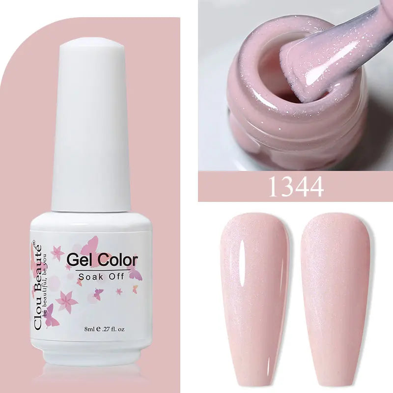 Clou Beaute 8ml Gel Polish Colorful Glitter UV Nail Gel Vernis Semi Permanent Glass Bottle Blue Green White Soak Off Gel Nail