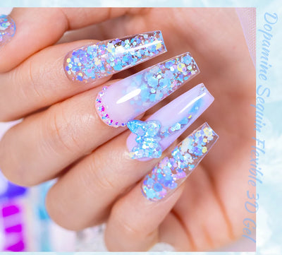 30g Dopamine Sequin Flexible 3D Gel Non Stick Hand Solid Extension Nail Gel Nude Pink White Extension Gel Rhinestone Glue Gel