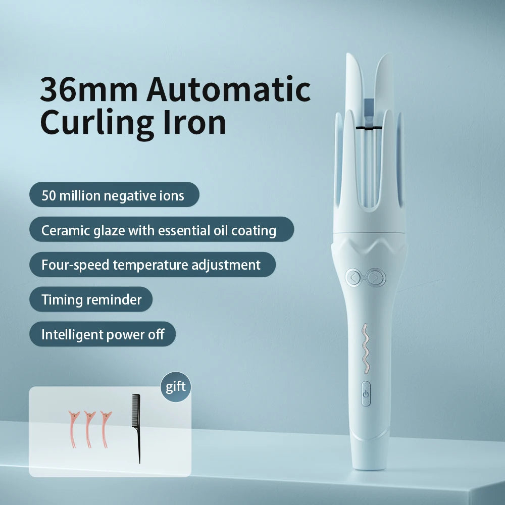 Automatic Hair Curler 36mm Auto Rotating Curling Iron NegativeIon Hair Curling Iron Roller Electric CurlyWaver Iron Styling Tool