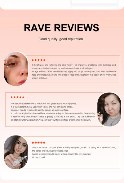Vitamin C Whitening Facial Serum Anti Aging Moisturzing Serum Face Care VC Remove Dark Spots Serum Anti Wrinkle Skin Care Women