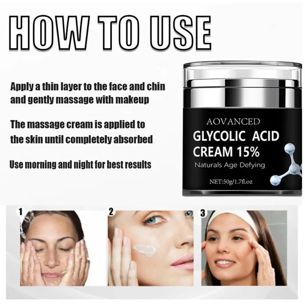 15% Glycolic Acid Cream Anti Wrinkle Face Cream Lifting Firming Cream Moisturizing Cream Exfoliating Cleaning Pore
