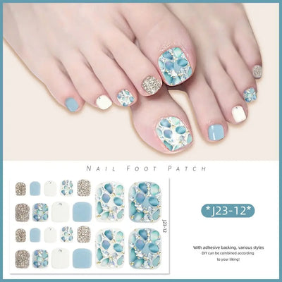 Removable Foot Nail Stickers White Flash Exquisite Toe Nail Sticker Fashion 22 Foot Nail Supplies And Manicure Tools Foot Toe