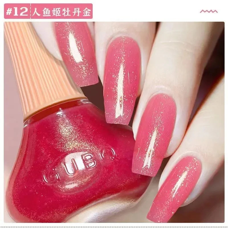 45 Colors Nail Polish Oil-based Nails Polish No-bake Quick Dry Non-tear Small Glitter Nail Gel Transparent Red Nail Art