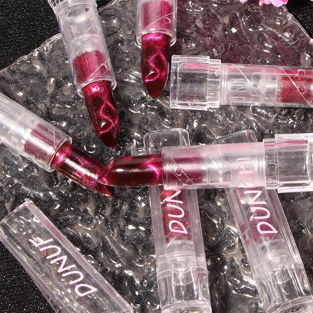 Moisturizing Cat Eye Lipstick Mirror Glitter Metallic Lipstick Diamond Pink Pearl Sparkling Lip Gloss Color Changing Lips Makeup